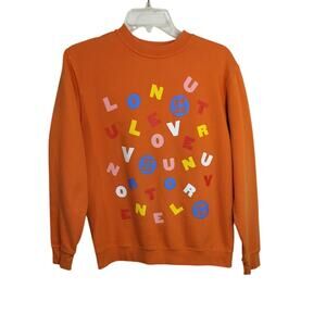 4135) Harry Style 2022 Love on Tour Love Soup Orange Alphabet Sweatshirt Small